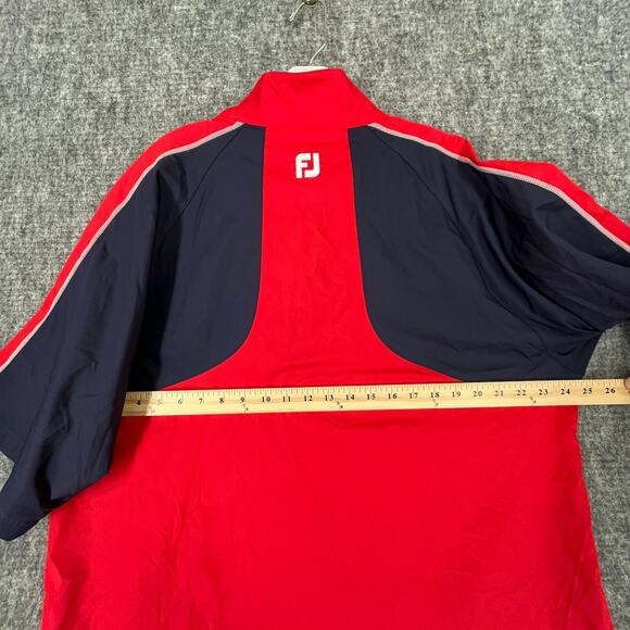 FootJoy Windbreaker Mens Large Red Short Sleeve Crab Meadow Mens Club Gentlemens - Picture 7 of 9